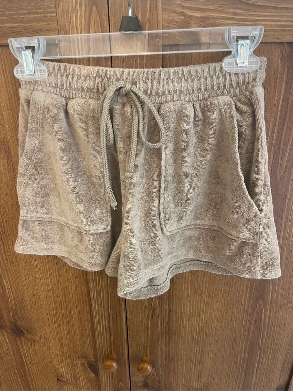 Zara Taupe Terry Drawstring Athletic Shorts